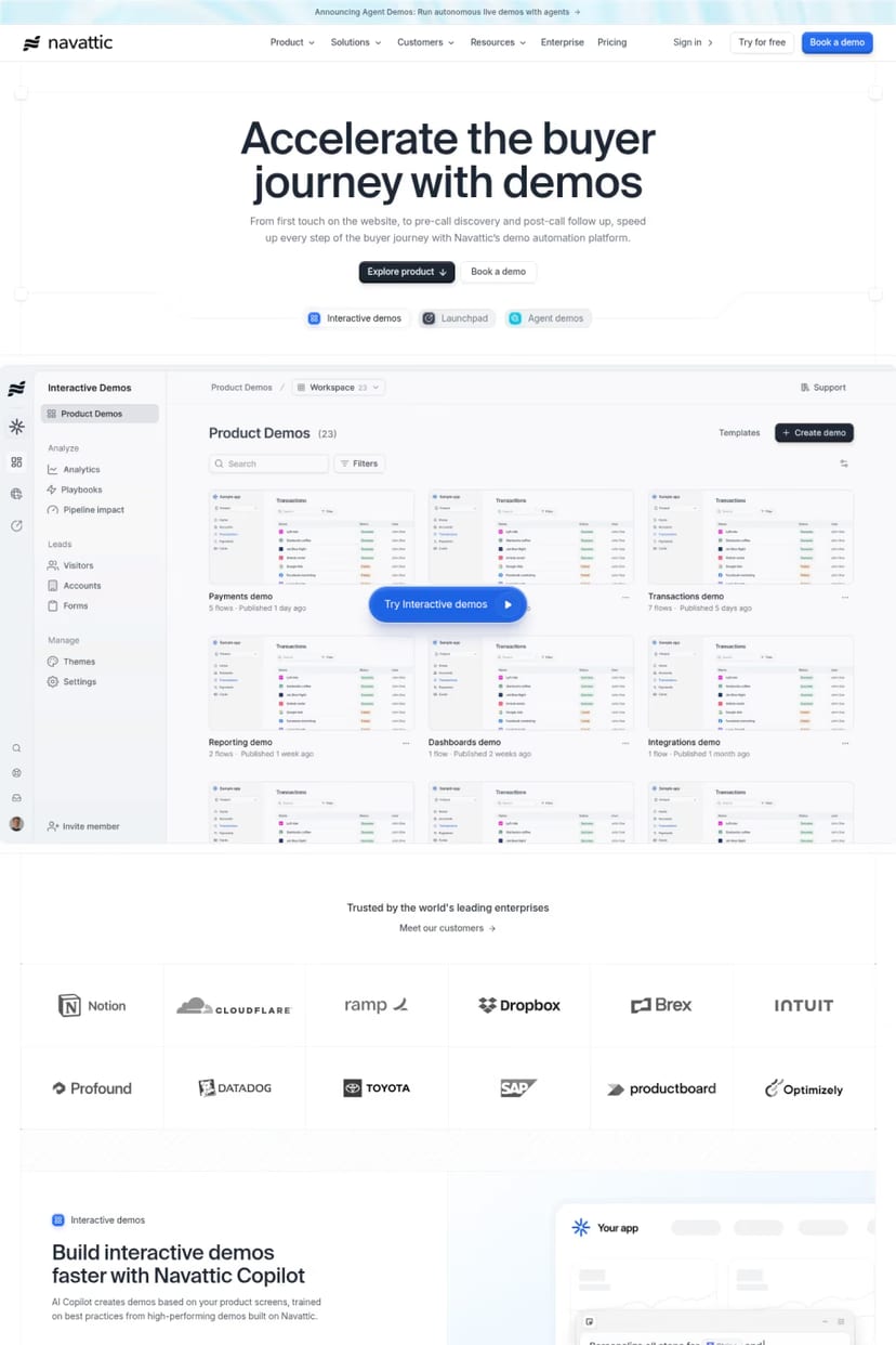Navattic — screenshot of a landing page