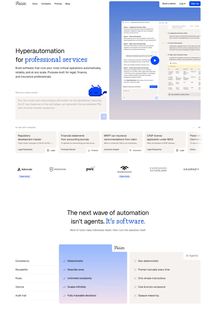 Felix — landing website screenshot