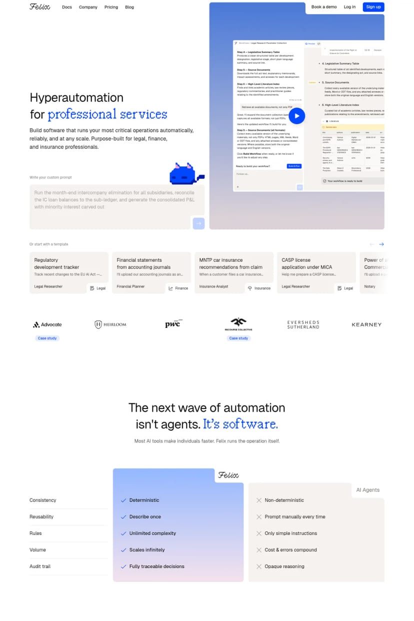 Felix — screenshot of a landing page