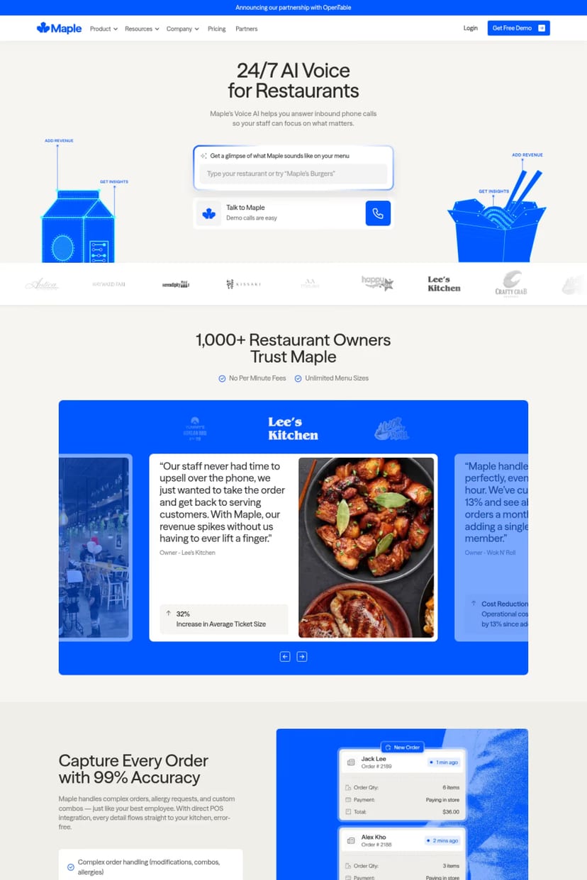 Maple — screenshot of a landing page