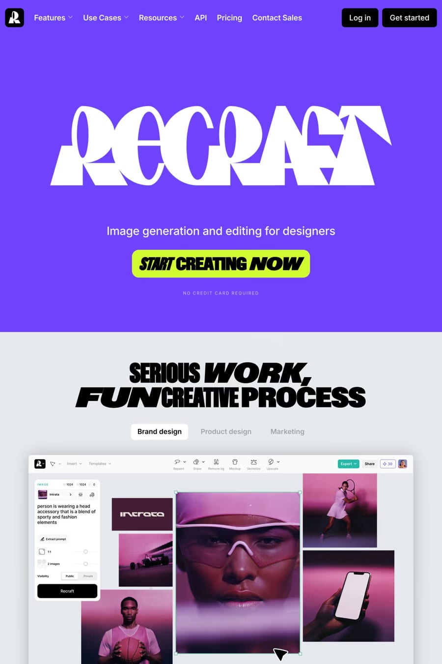 Recraft — landing website screenshot