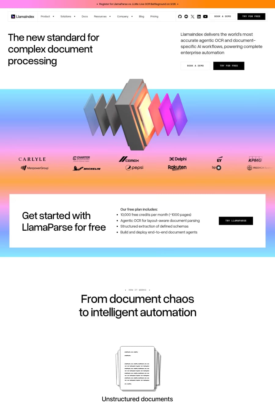 LlamaIndex — landing website screenshot