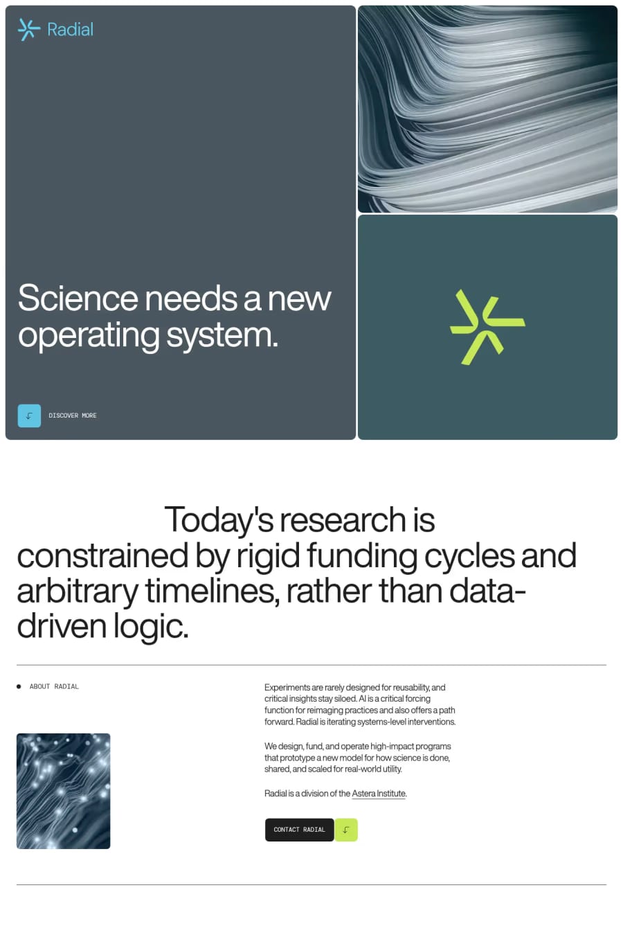 Radial — landing website screenshot