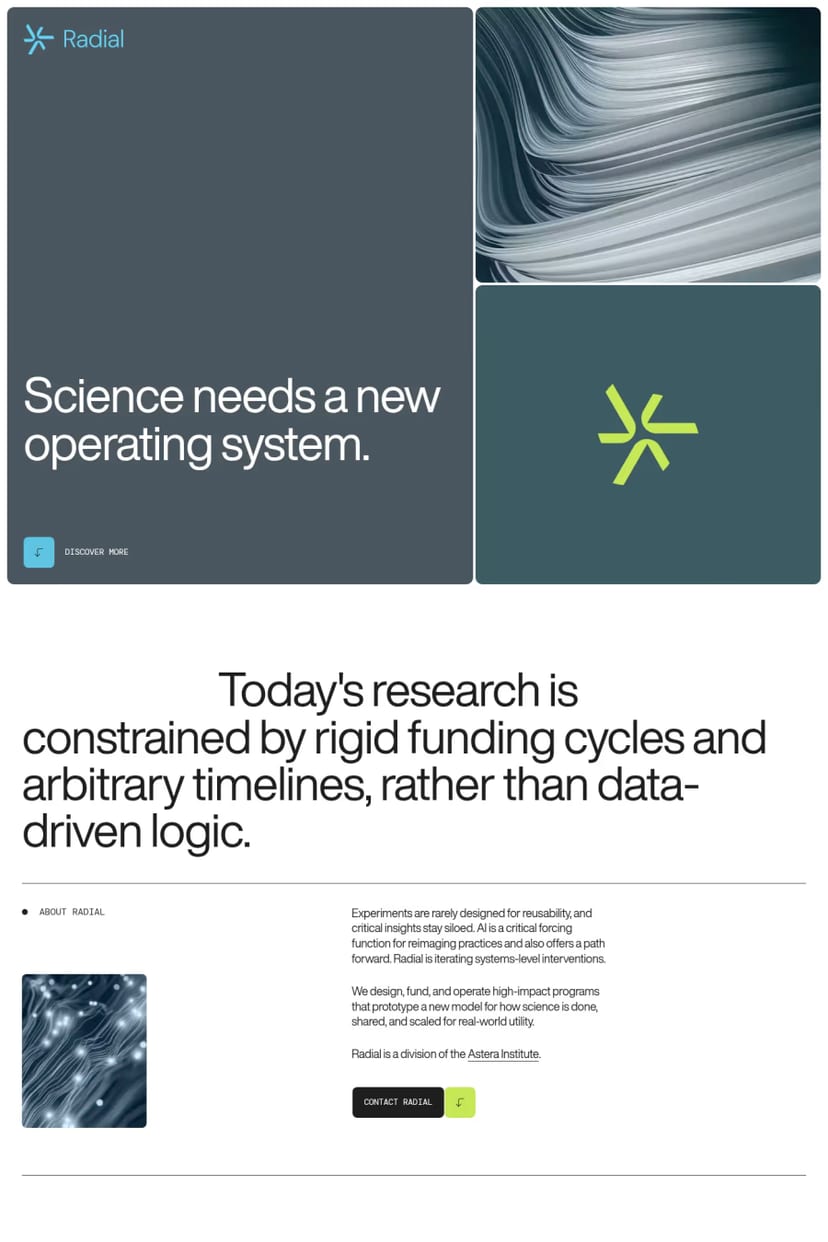 Radial — screenshot of a landing page