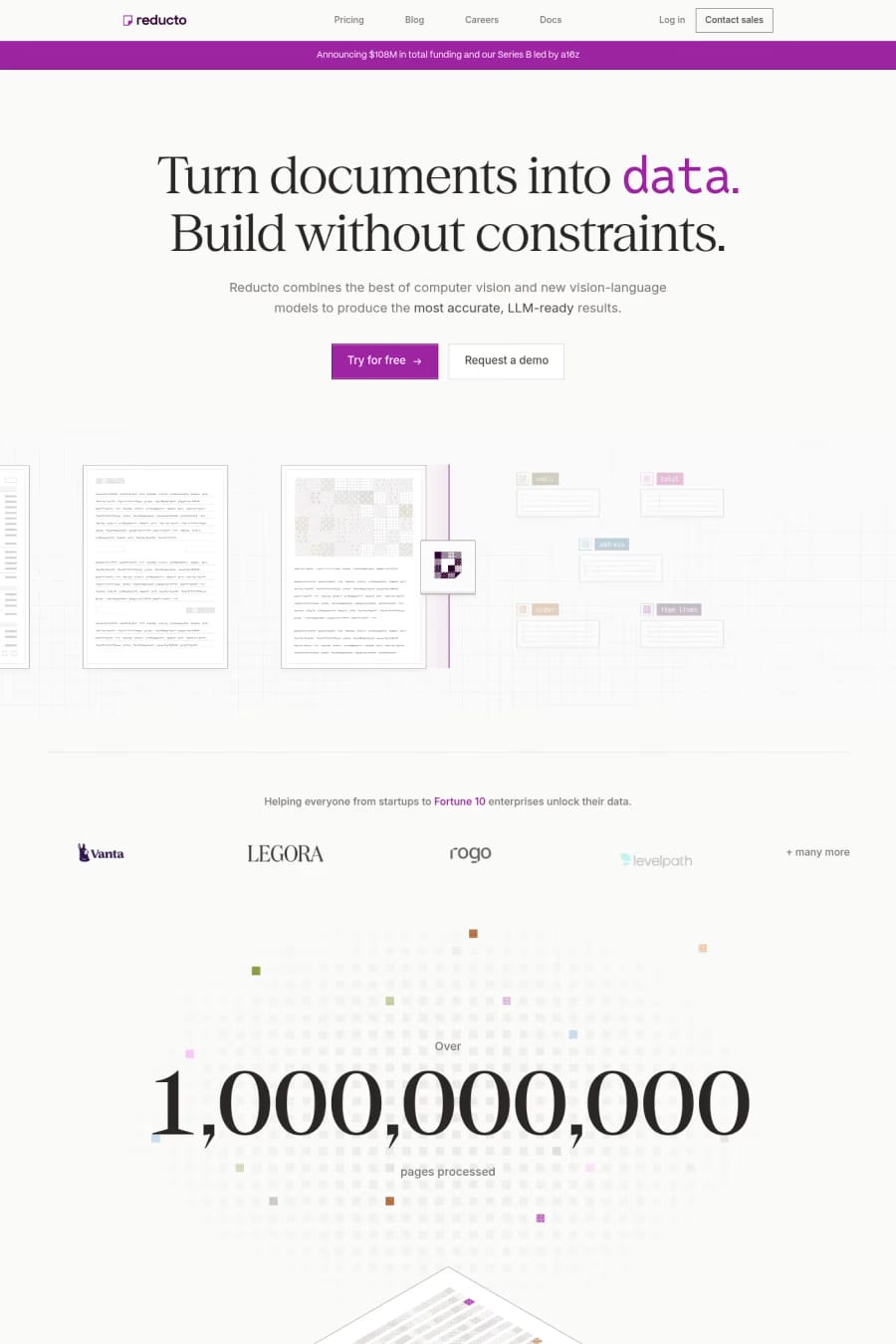 Reducto — landing website screenshot