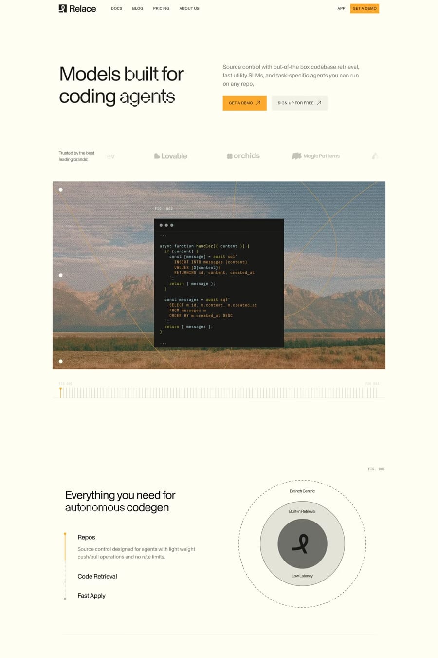 Relace — landing website screenshot