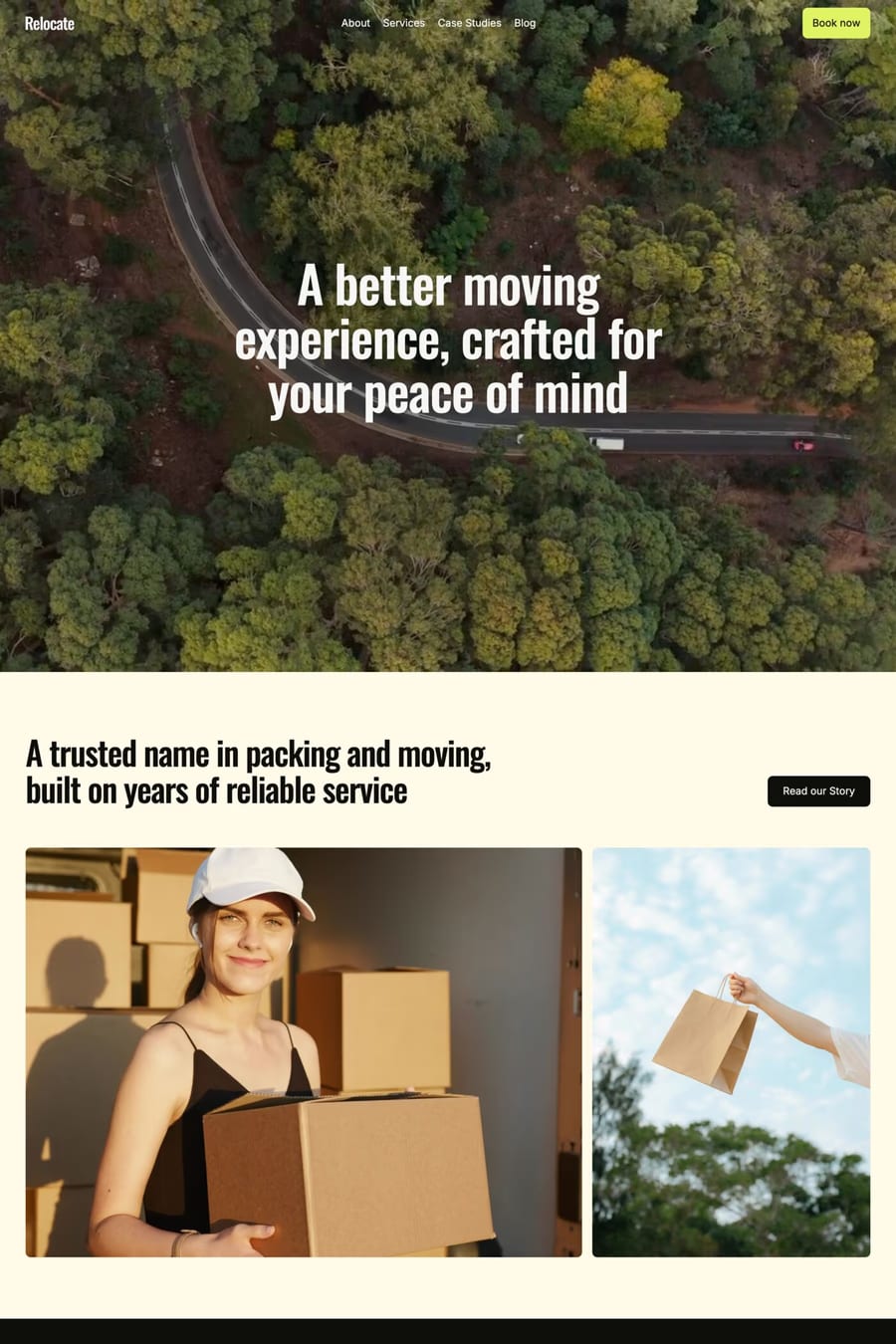 Relocate — landing website template screenshot