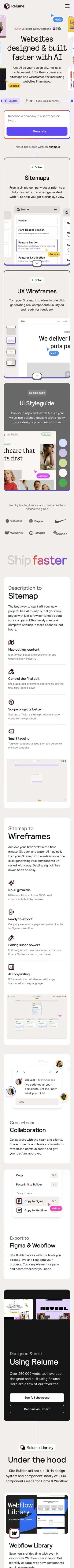 Relume mobile screenshot