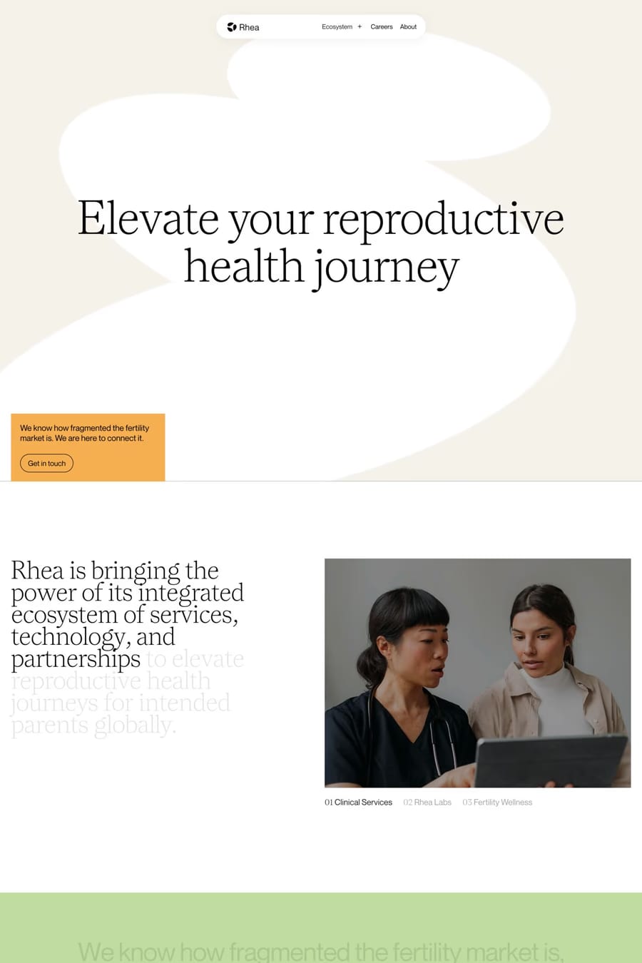 Rhea — landing website screenshot
