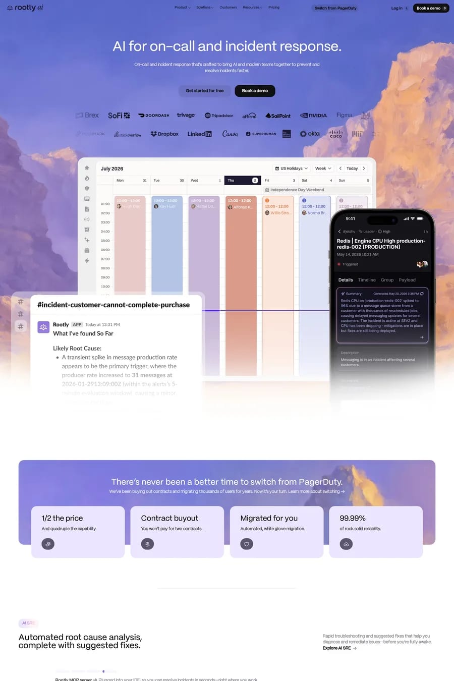 Rootly — landing website screenshot