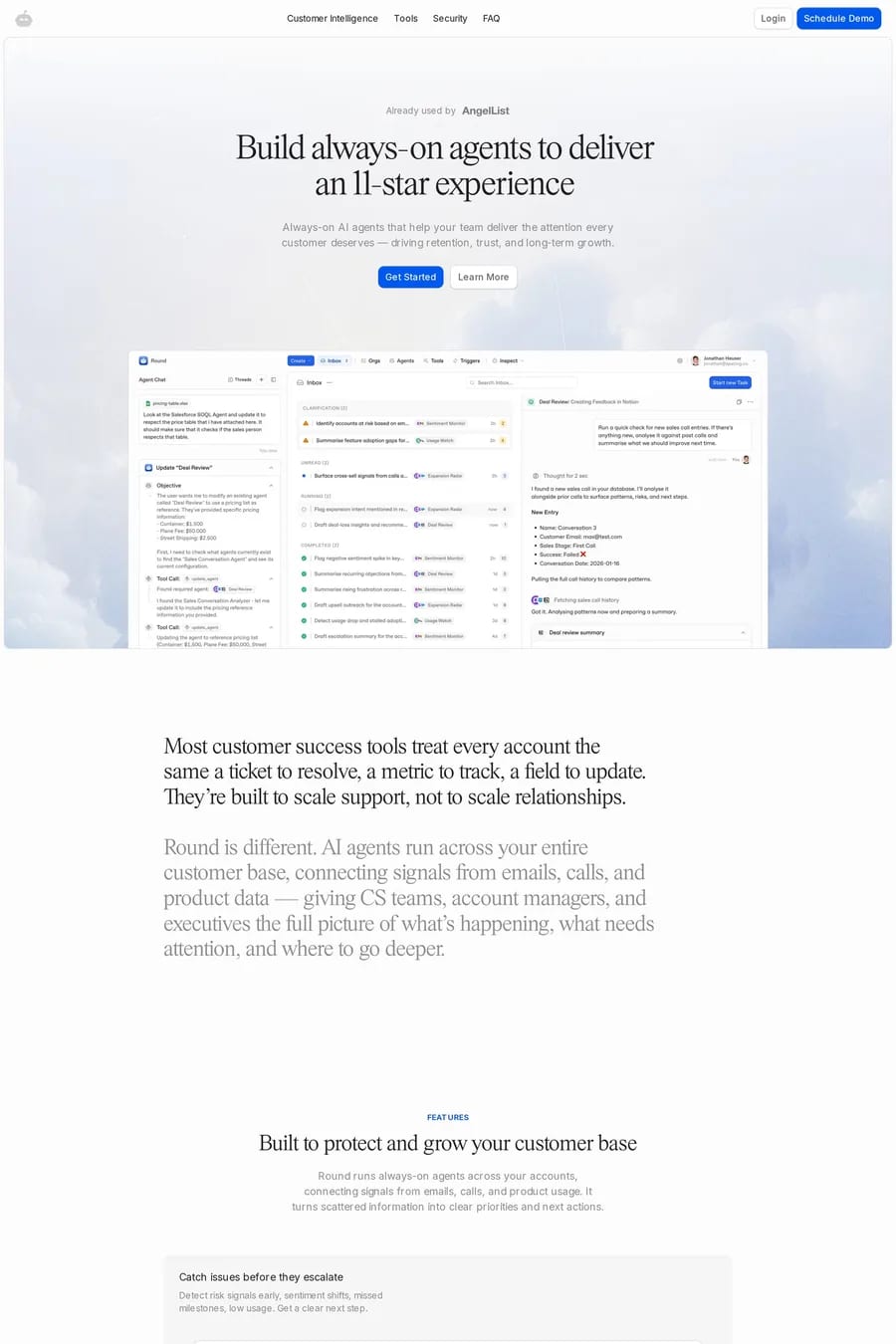 Round — landing website screenshot
