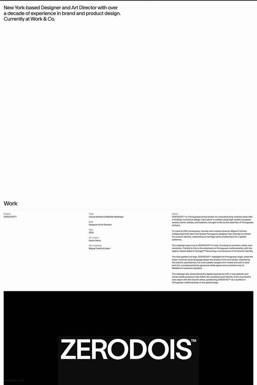 Sam George — portfolio website screenshot