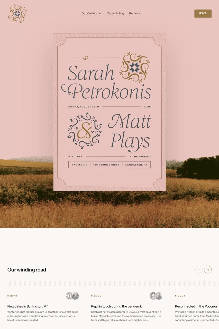 Sarah & Matt — landing website screenshot