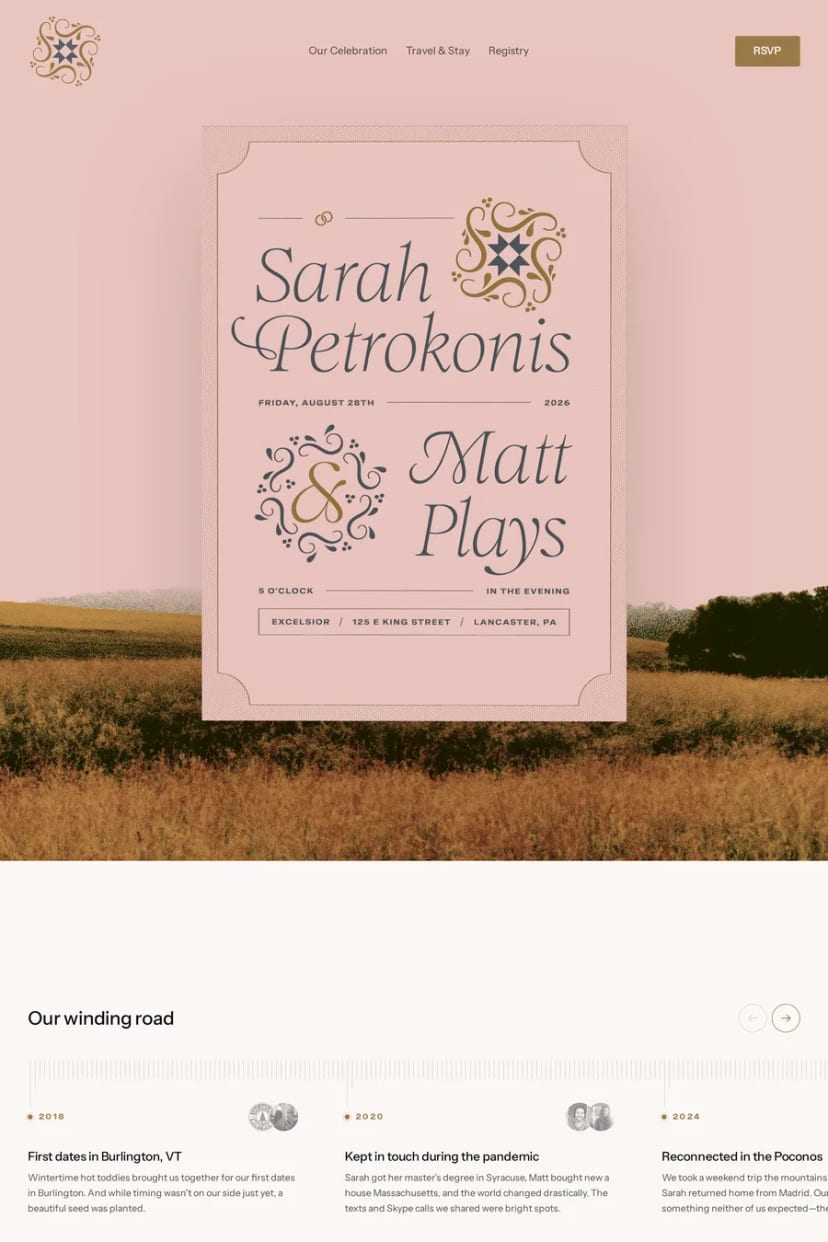 Sarah & Matt — screenshot of a landing page