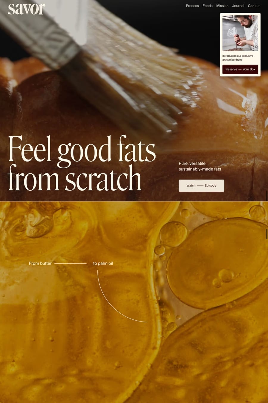 Savor — landing website screenshot