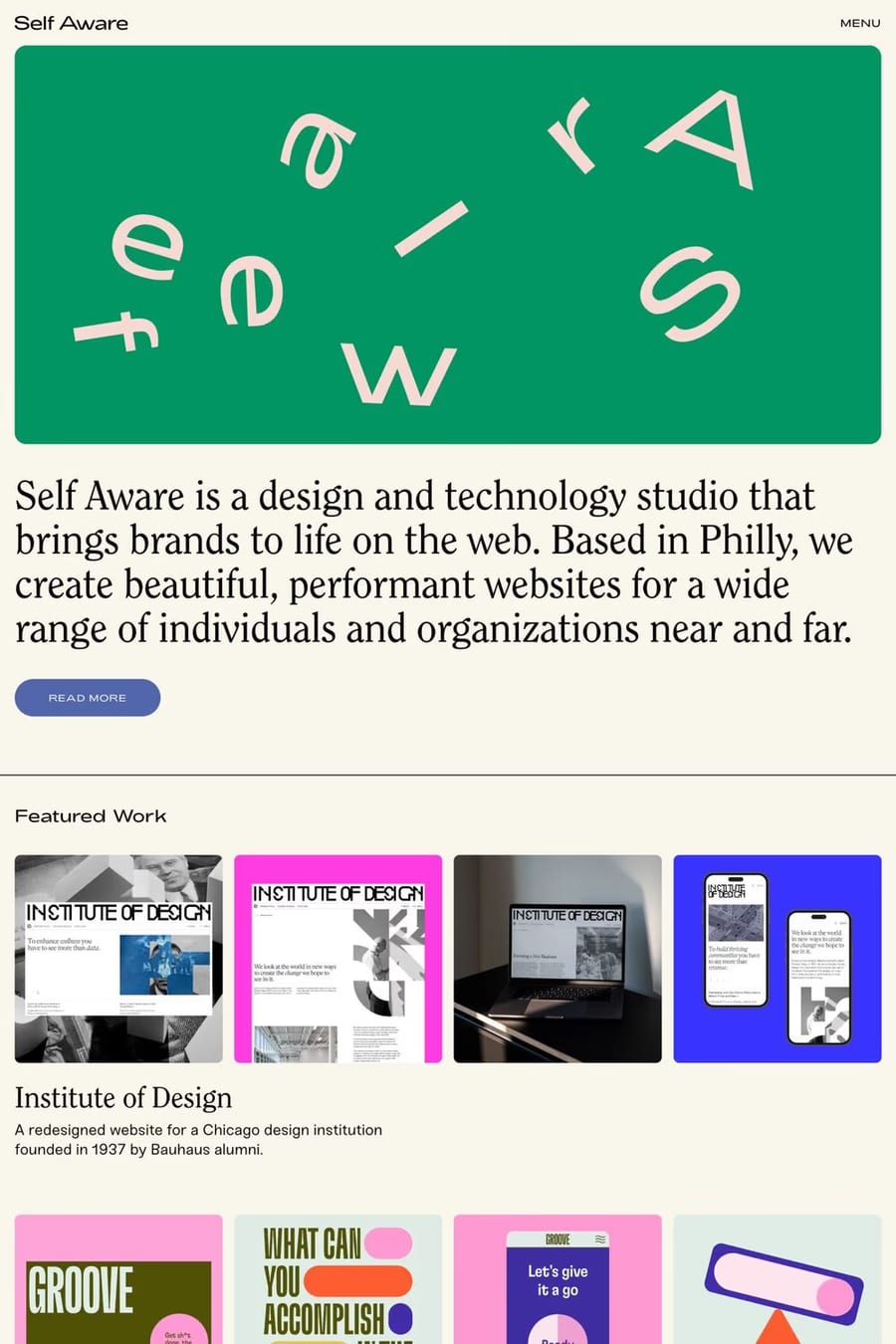 Self Aware — agency website screenshot