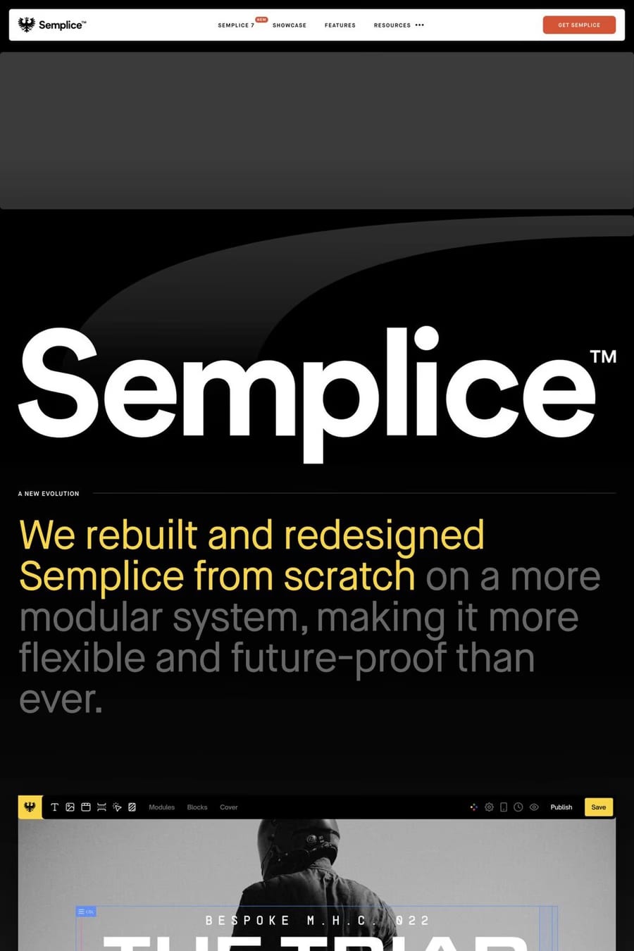 Semplice V7 — landing website screenshot
