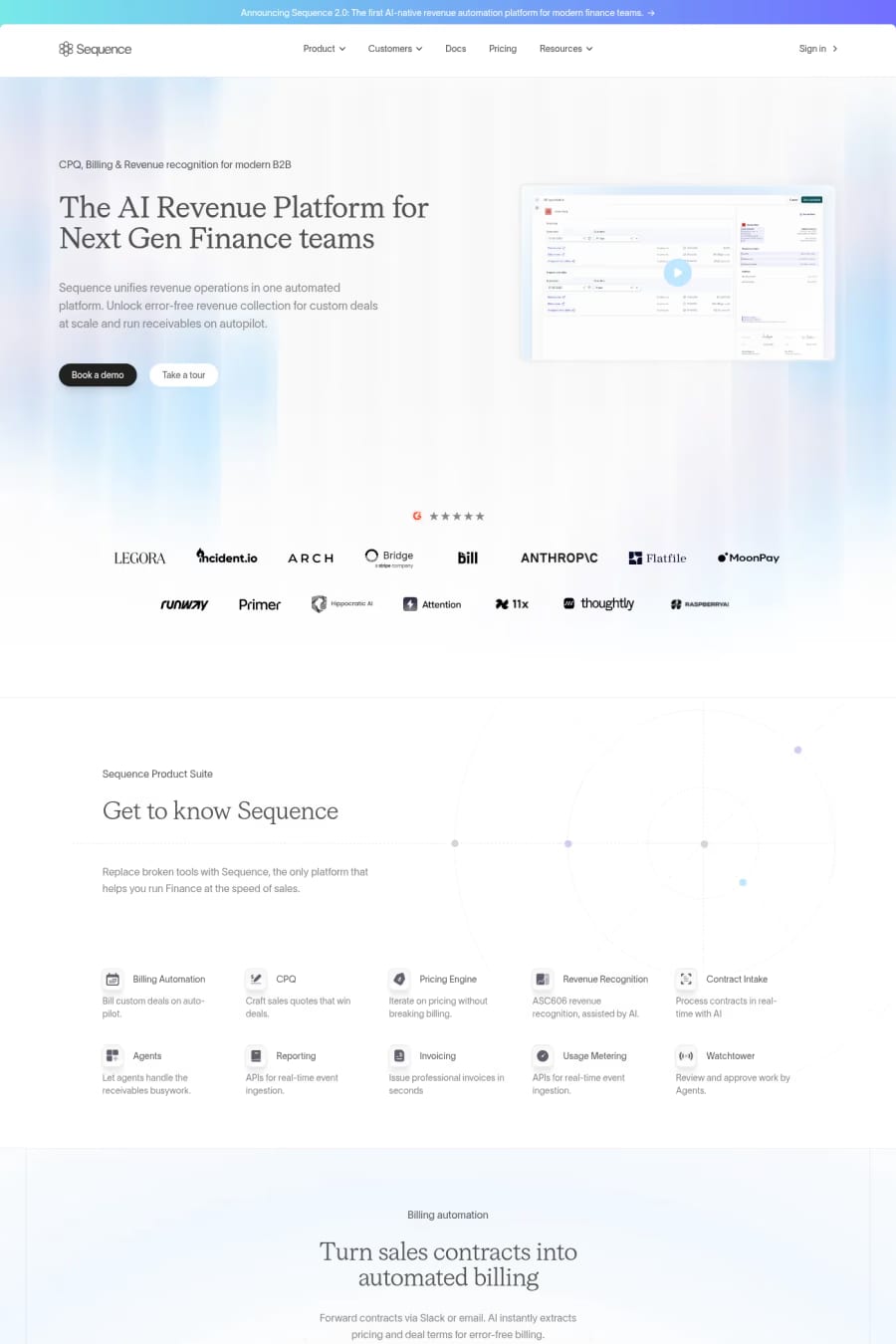 Sequence — landing website screenshot