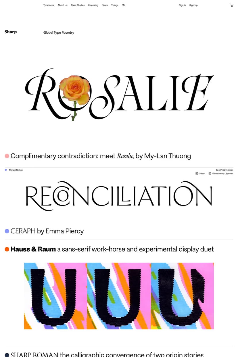 Sharp Type — screenshot of a landing page