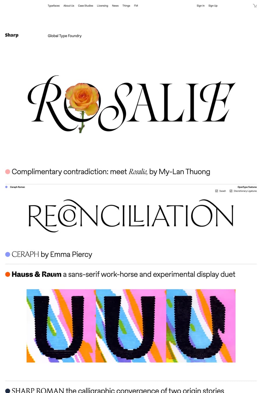 Sharp Type — landing website screenshot