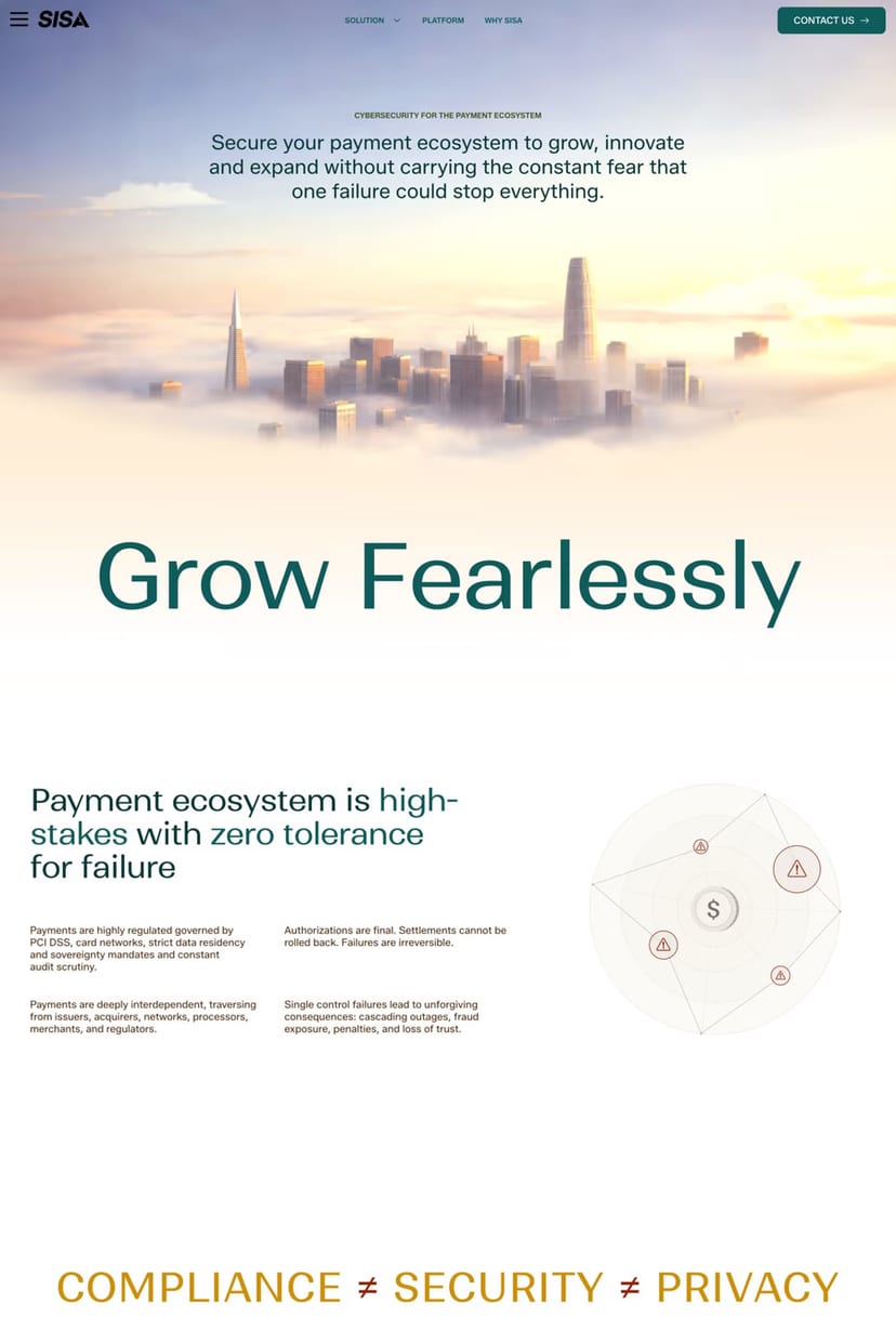 SISA — screenshot of a landing page