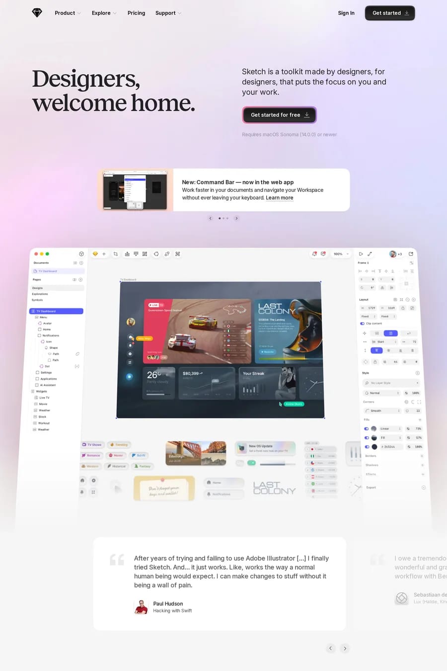 Sketch — landing website screenshot