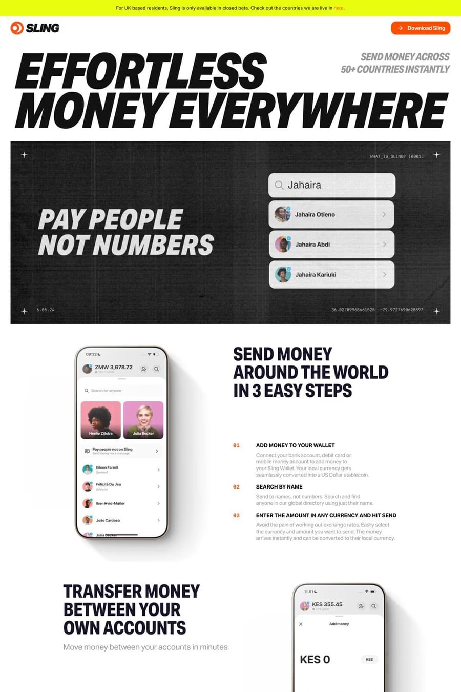 Sling — landing website screenshot