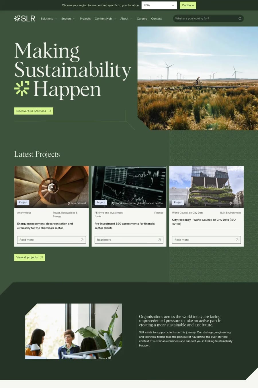 SLR Consulting — landing website screenshot