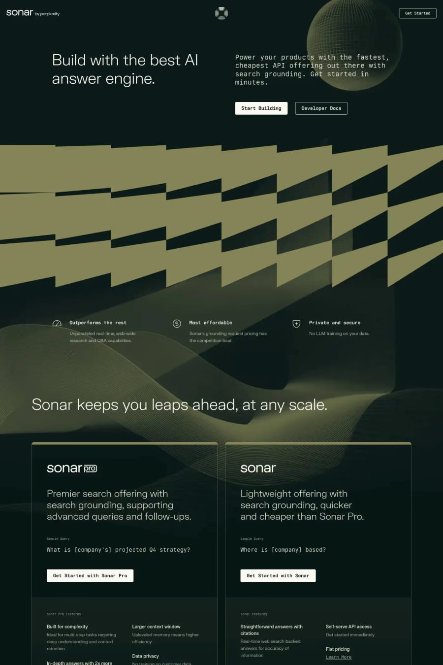 Sonar by Perplexity — landing website screenshot