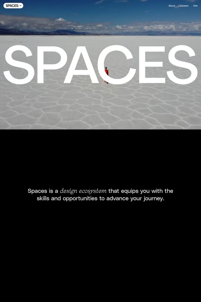 Spaces — screenshot of a landing page