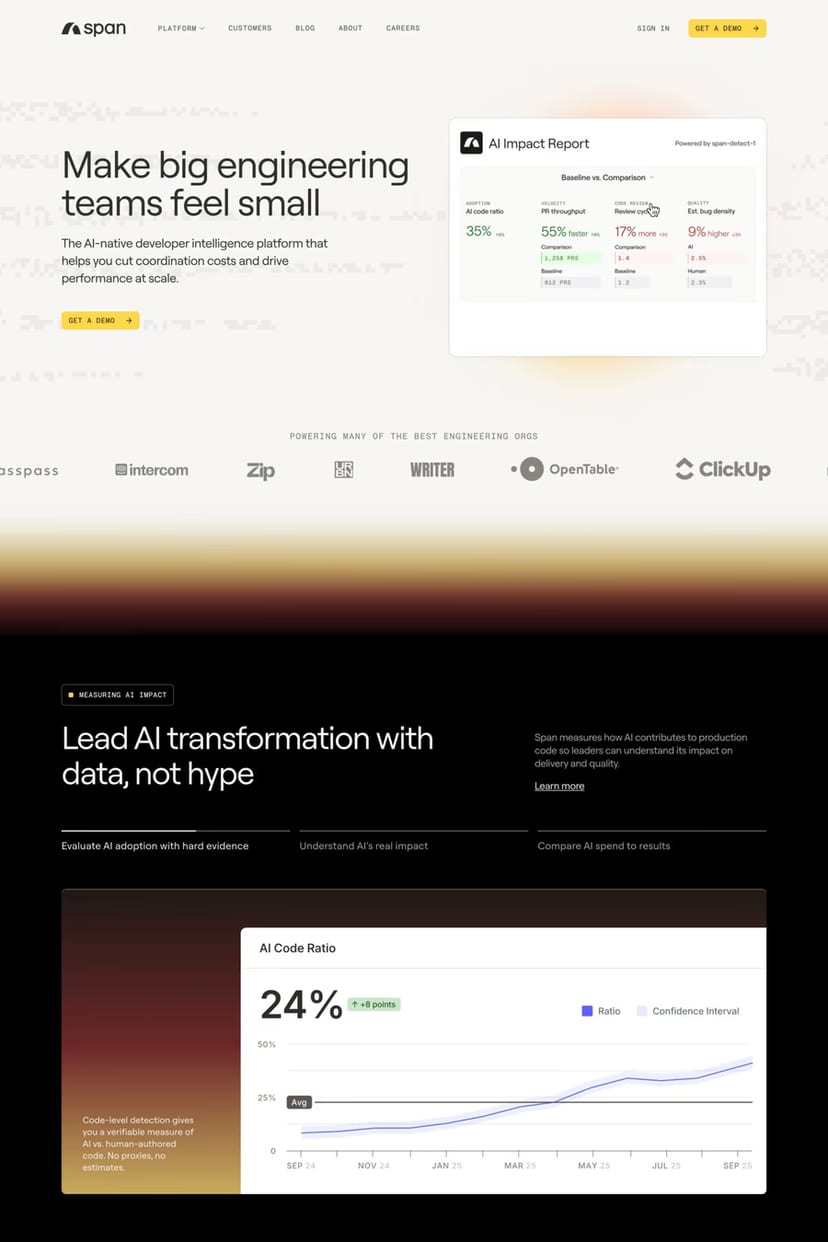Span — screenshot of a landing page