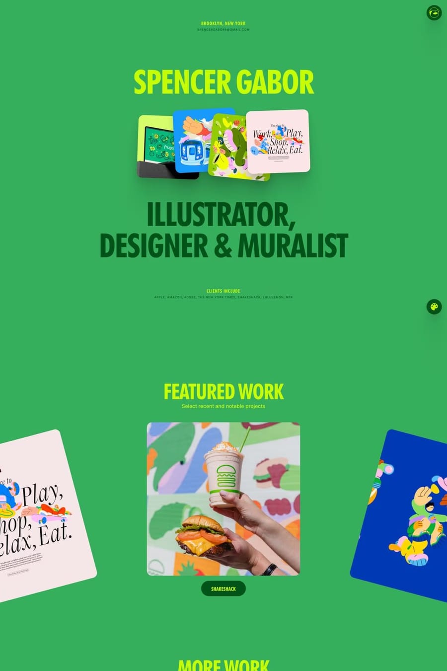Spencer Gabor — screenshot of a fun design portfolio site in black and white