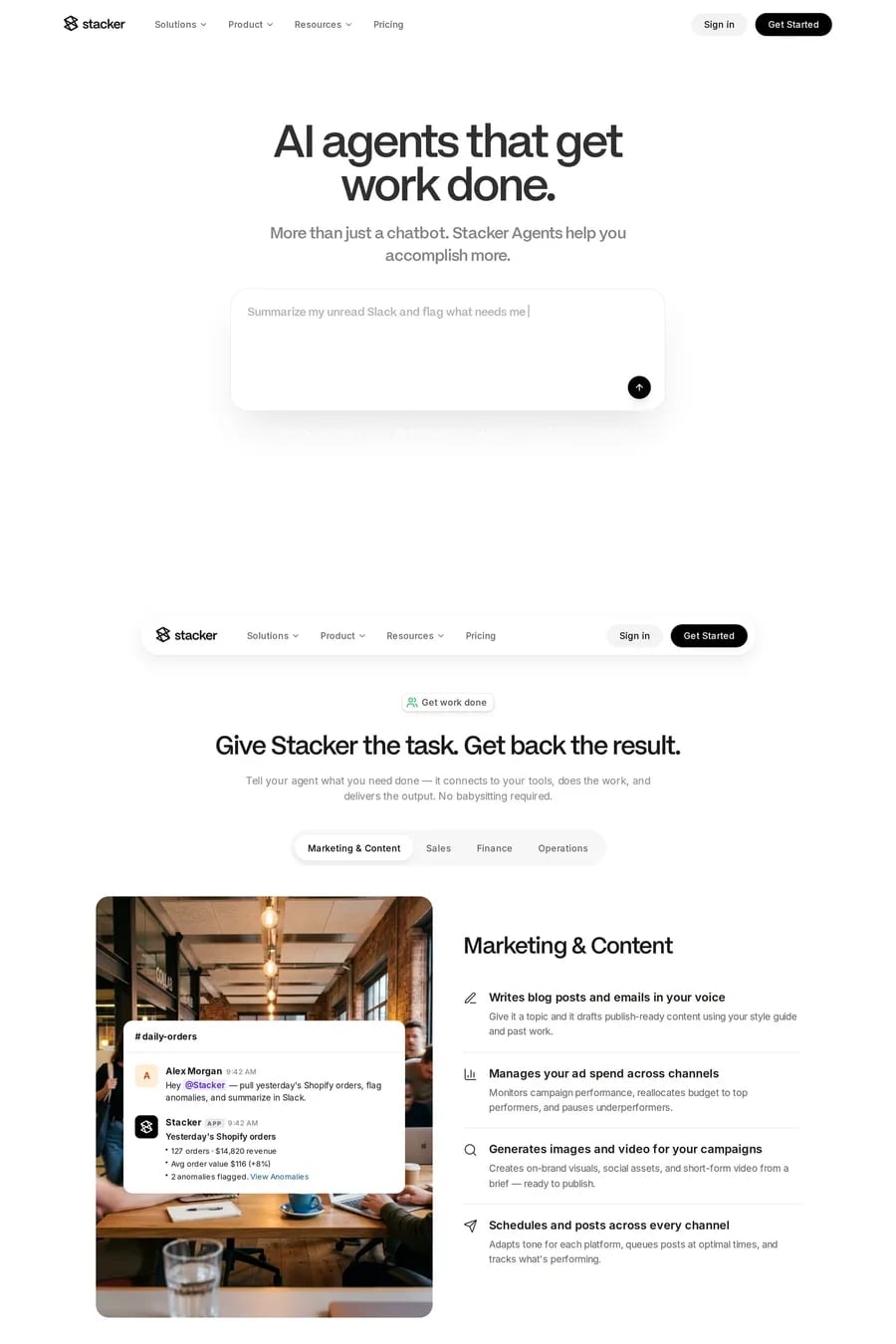 Stacker — landing website screenshot