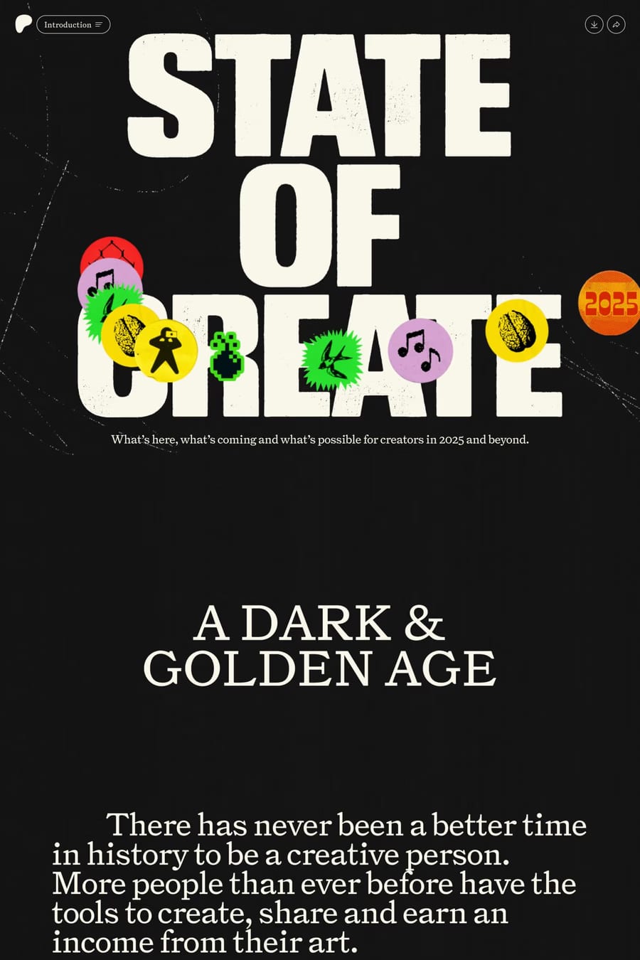 State of Create — landing website screenshot