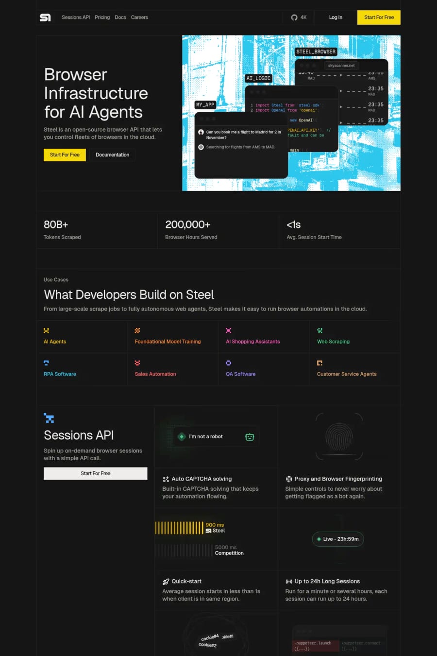 Steel — landing website screenshot