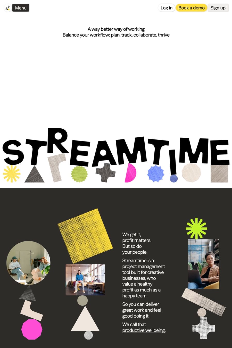 Streamtime — landing website screenshot