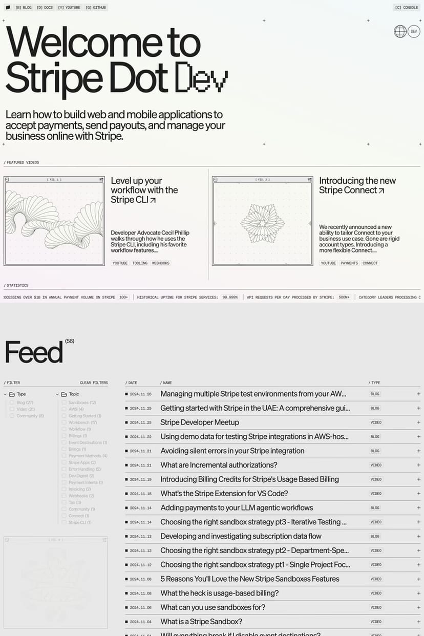 Stripe Dev — screenshot of a landing page