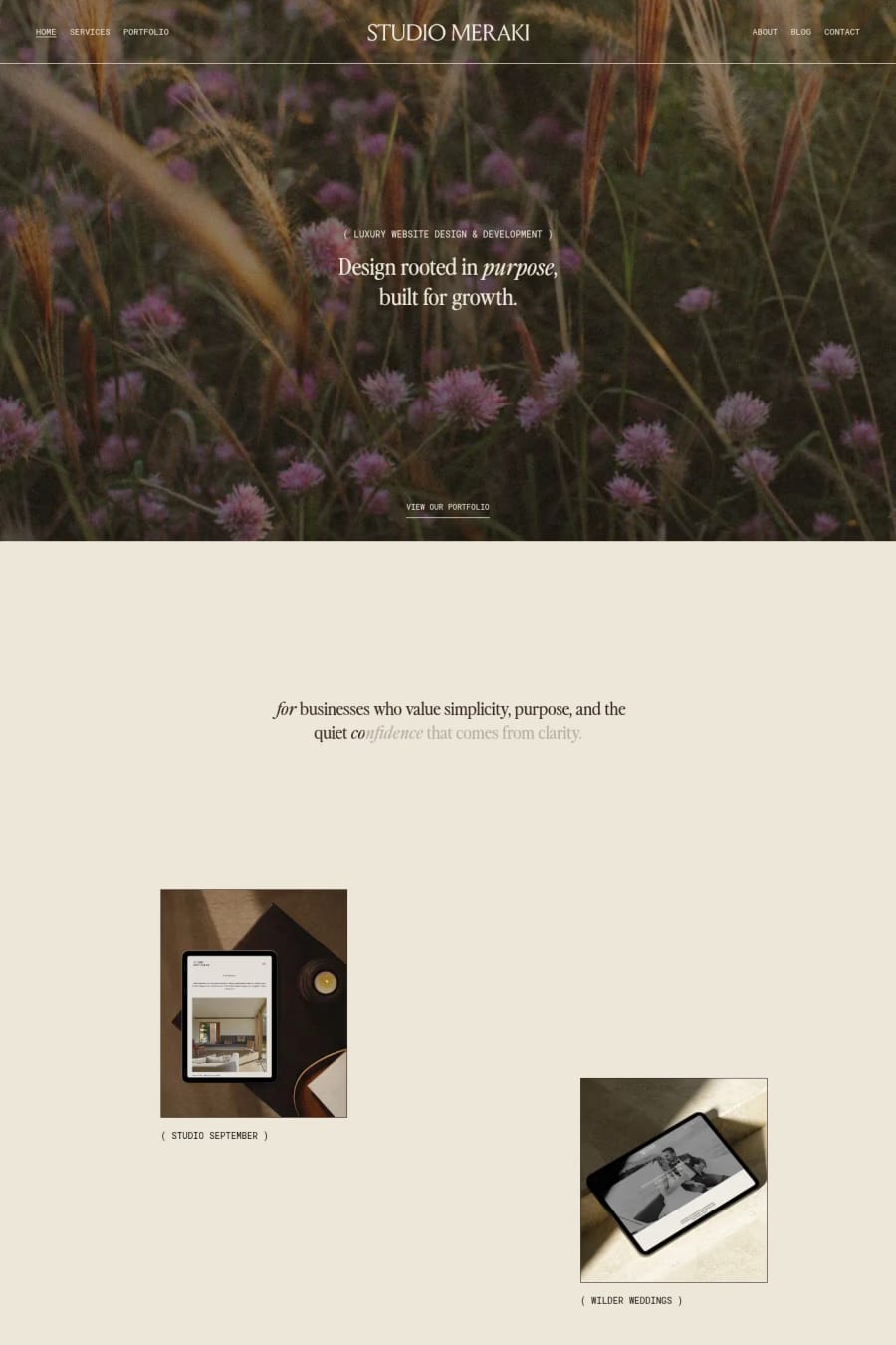 Studio Meraki — agency website screenshot