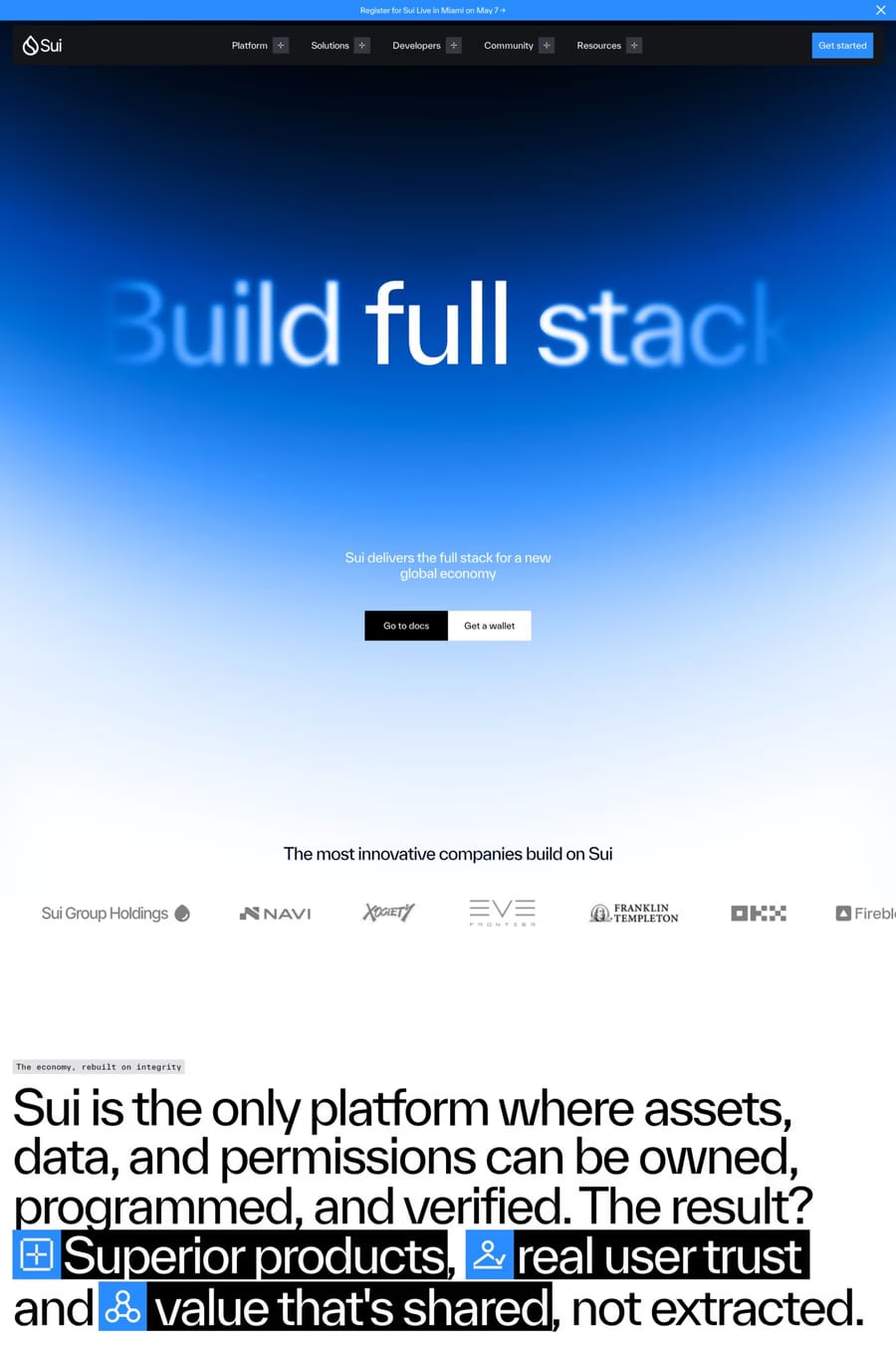 Sui — landing website screenshot