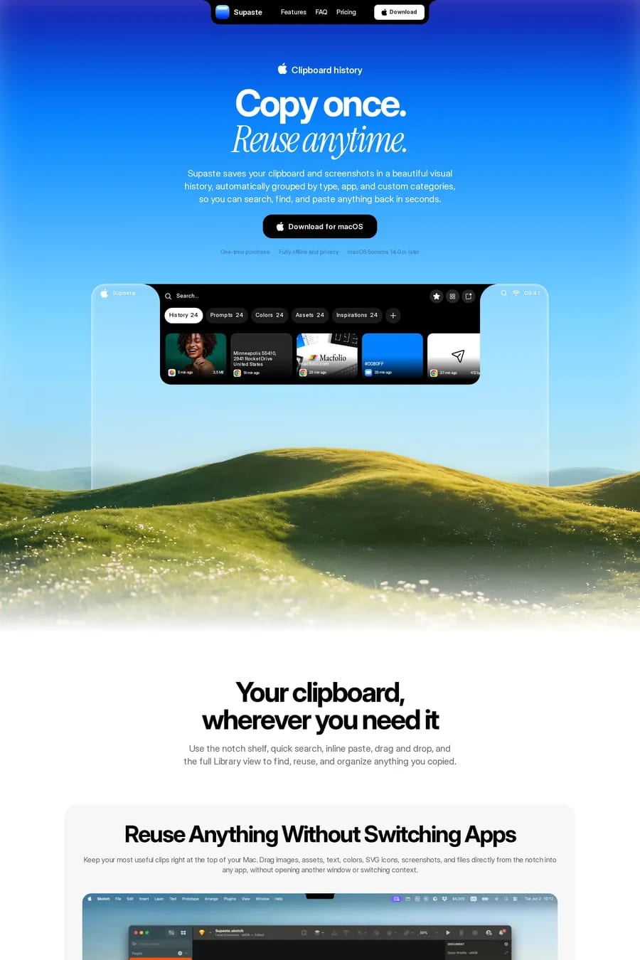 Supaste — landing website screenshot