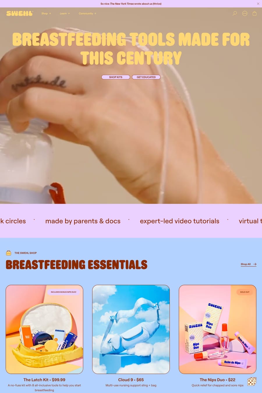 Swehl — shop website screenshot