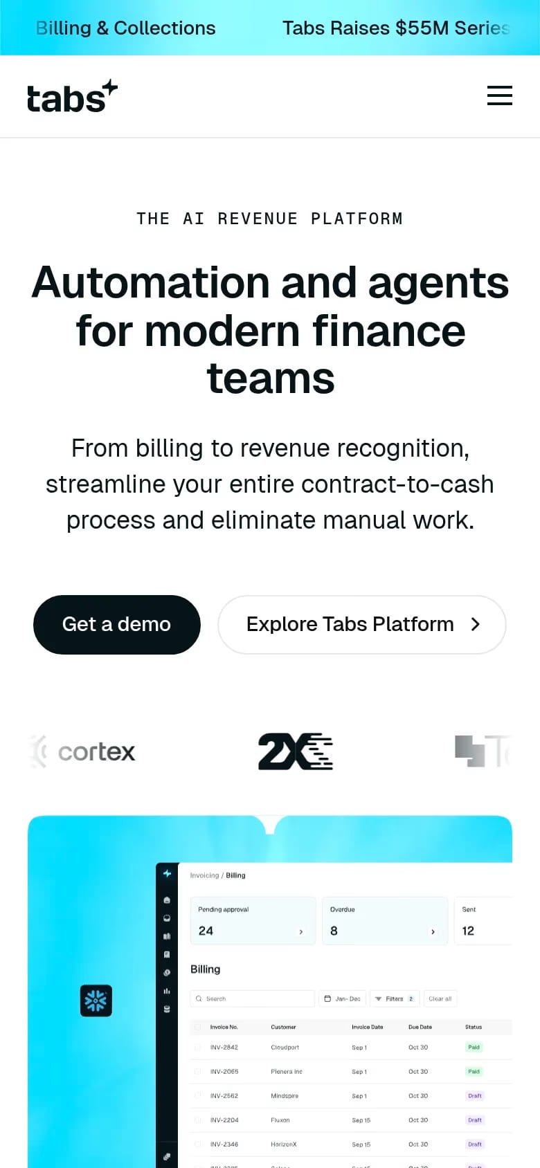 Tabs mobile screenshot