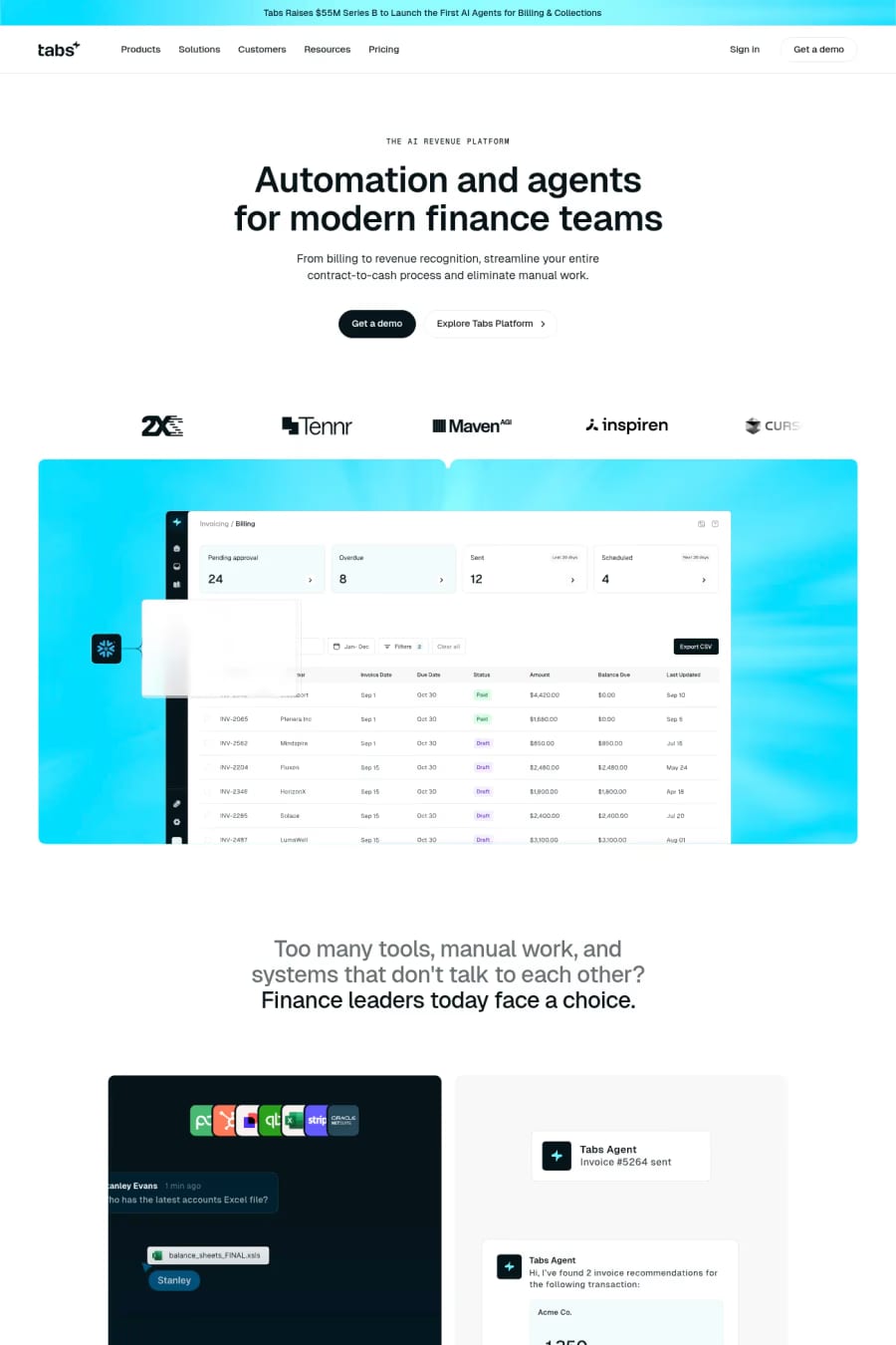 Tabs — landing website screenshot