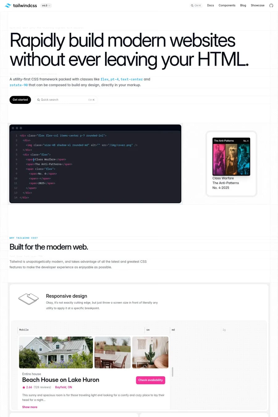 Tailwind CSS — landing website screenshot