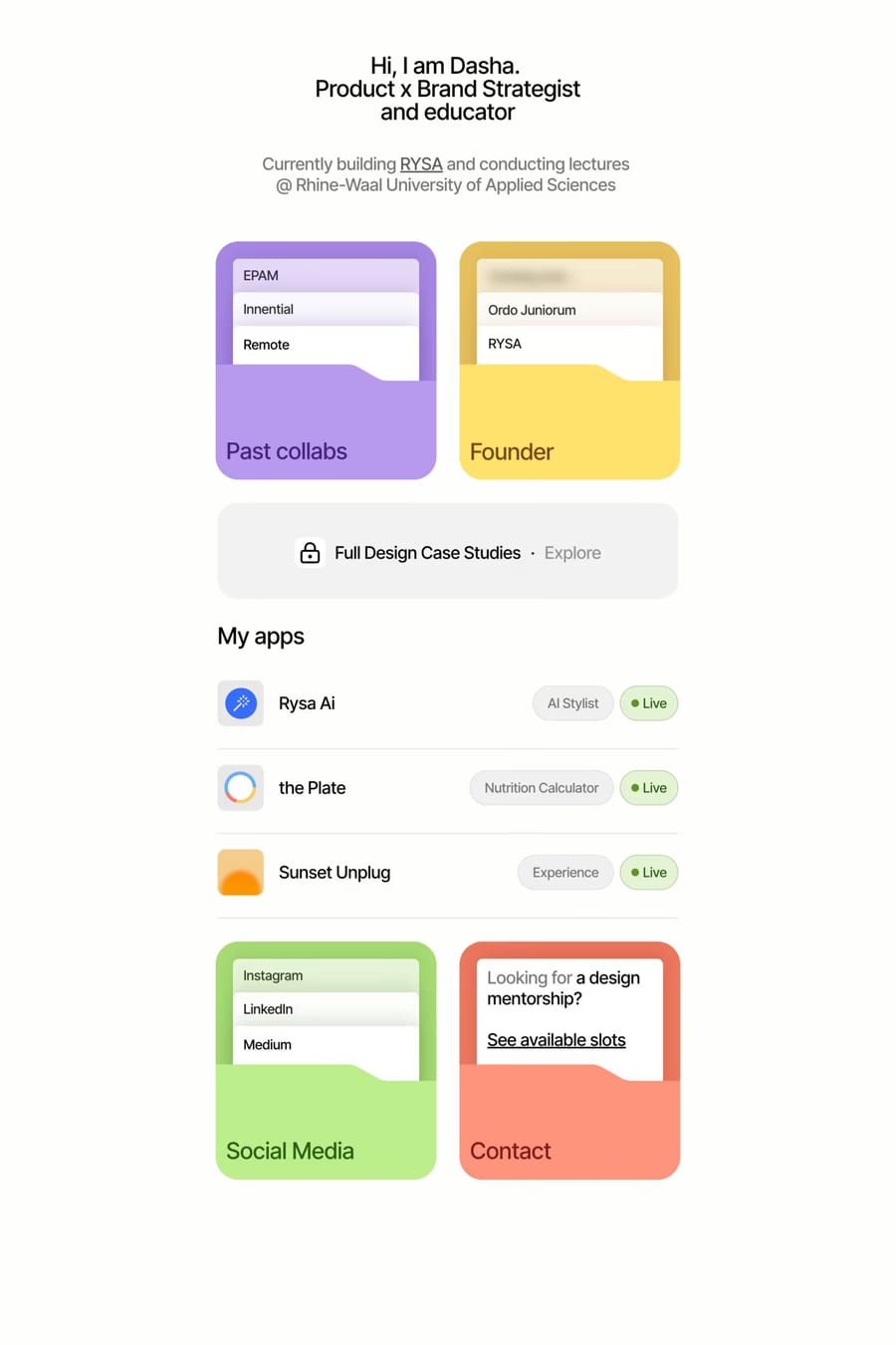 Talk to Dasha — portfolio website screenshot