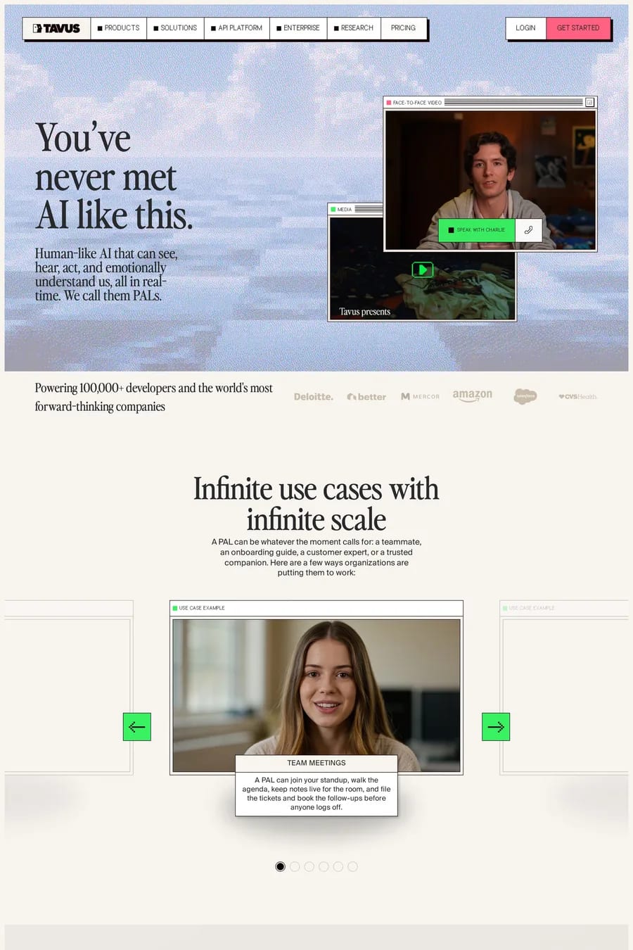 Tavus — landing website screenshot