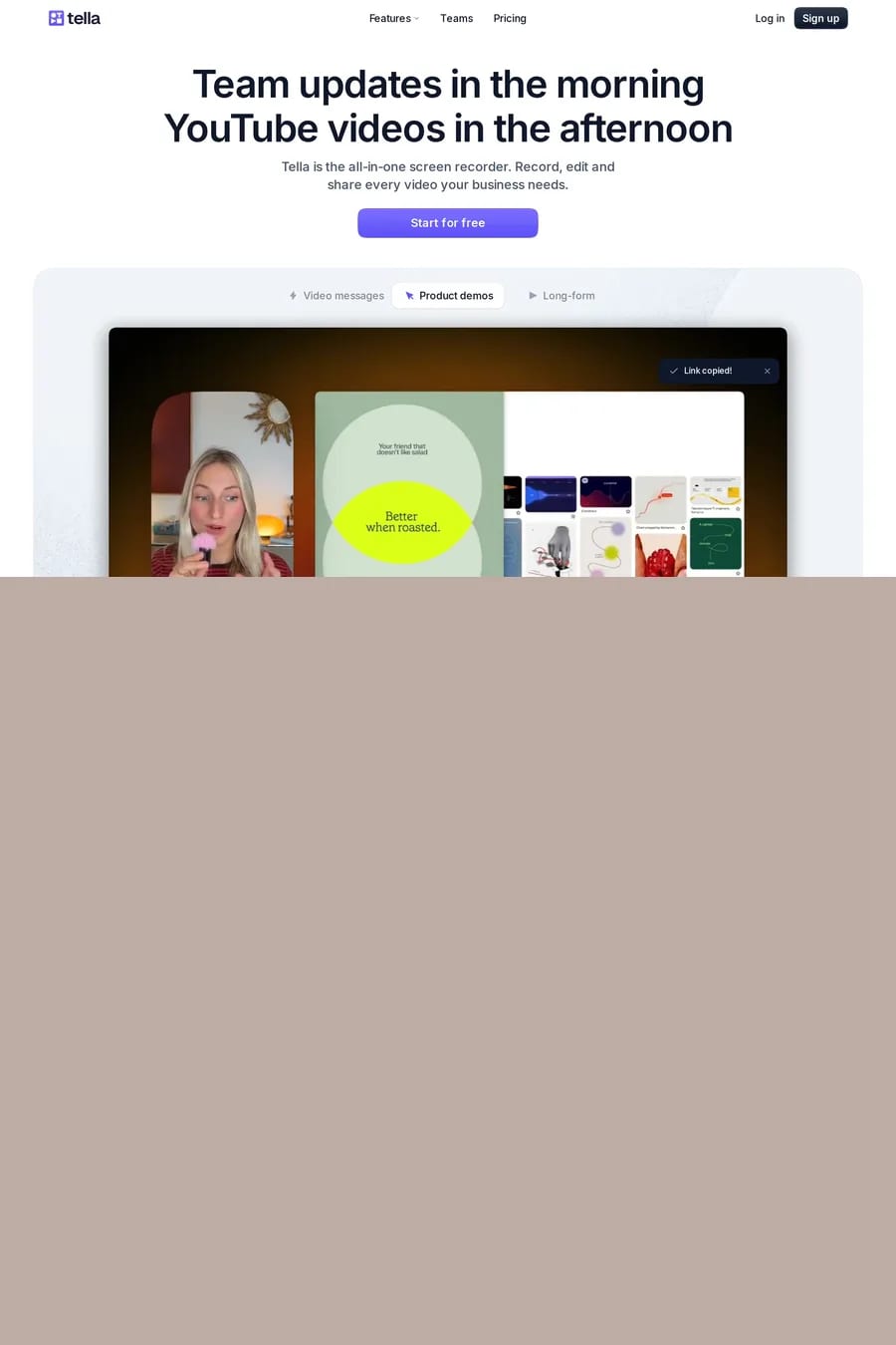 Tella — landing website screenshot