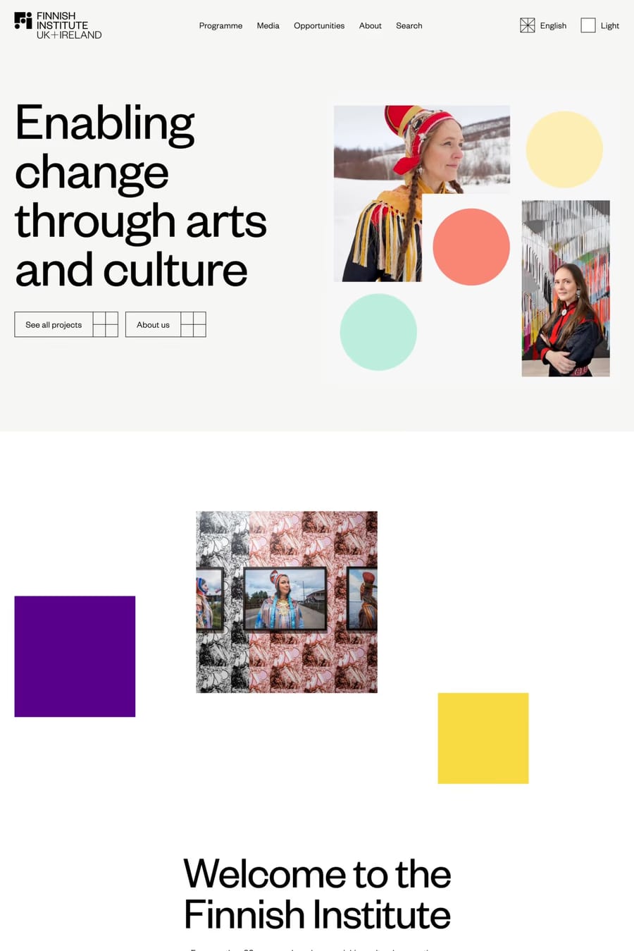 The Finnish Institute in the UK and Ireland — landing website screenshot