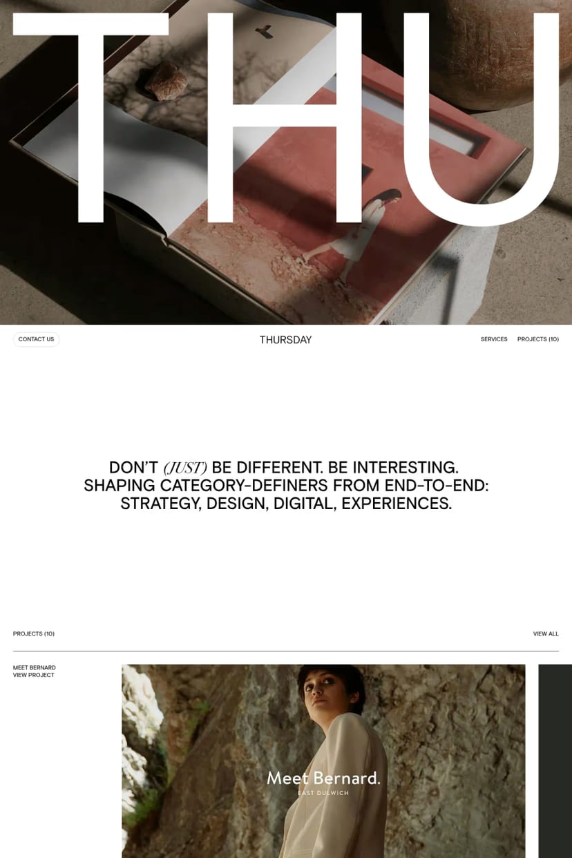 Thursday — screenshot of an agency site