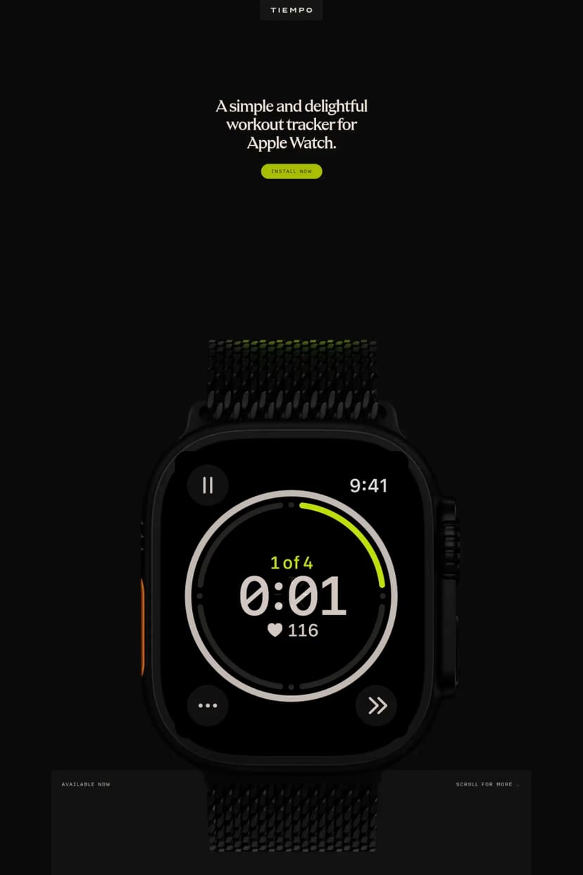 Tiempo — screenshot of a landing page